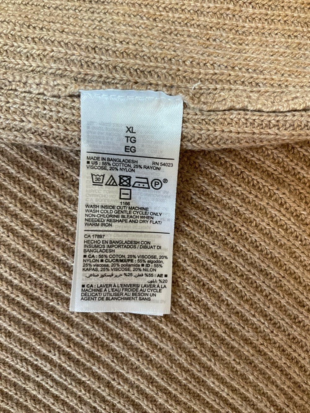 Old Navy Camel Brown Open-Front Ribbed Cardigan XL - Picture 4 of 11